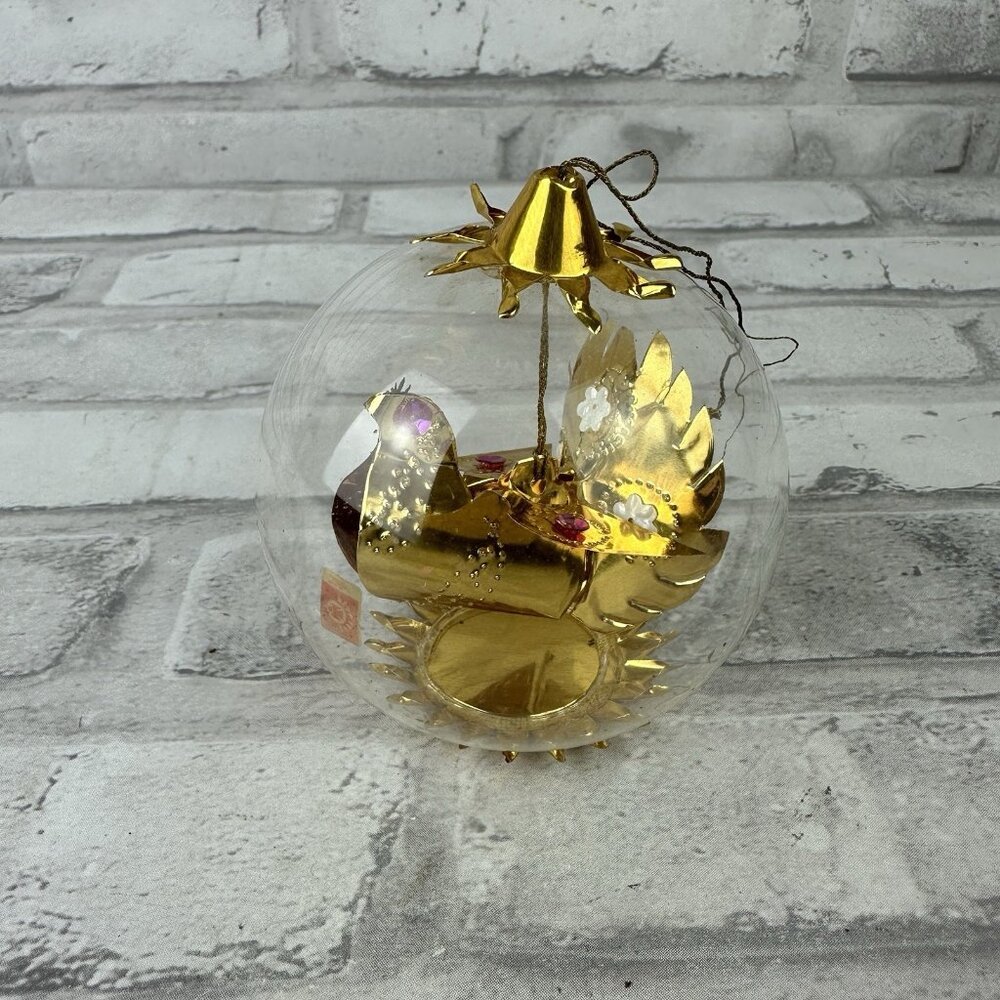 Resl Lenz W Germany DOVE Foil Spinner Glass Christmas Ornament Mid Century